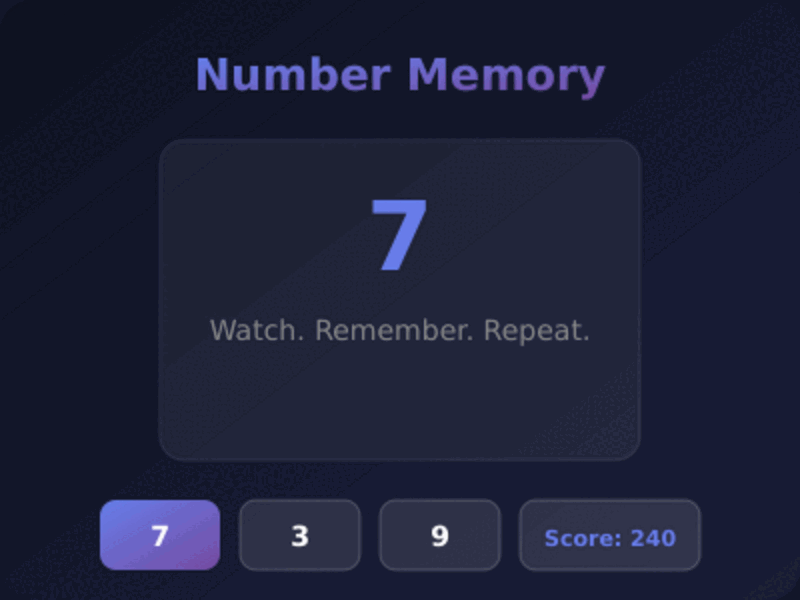 Number Sequence Memory game thumbnail